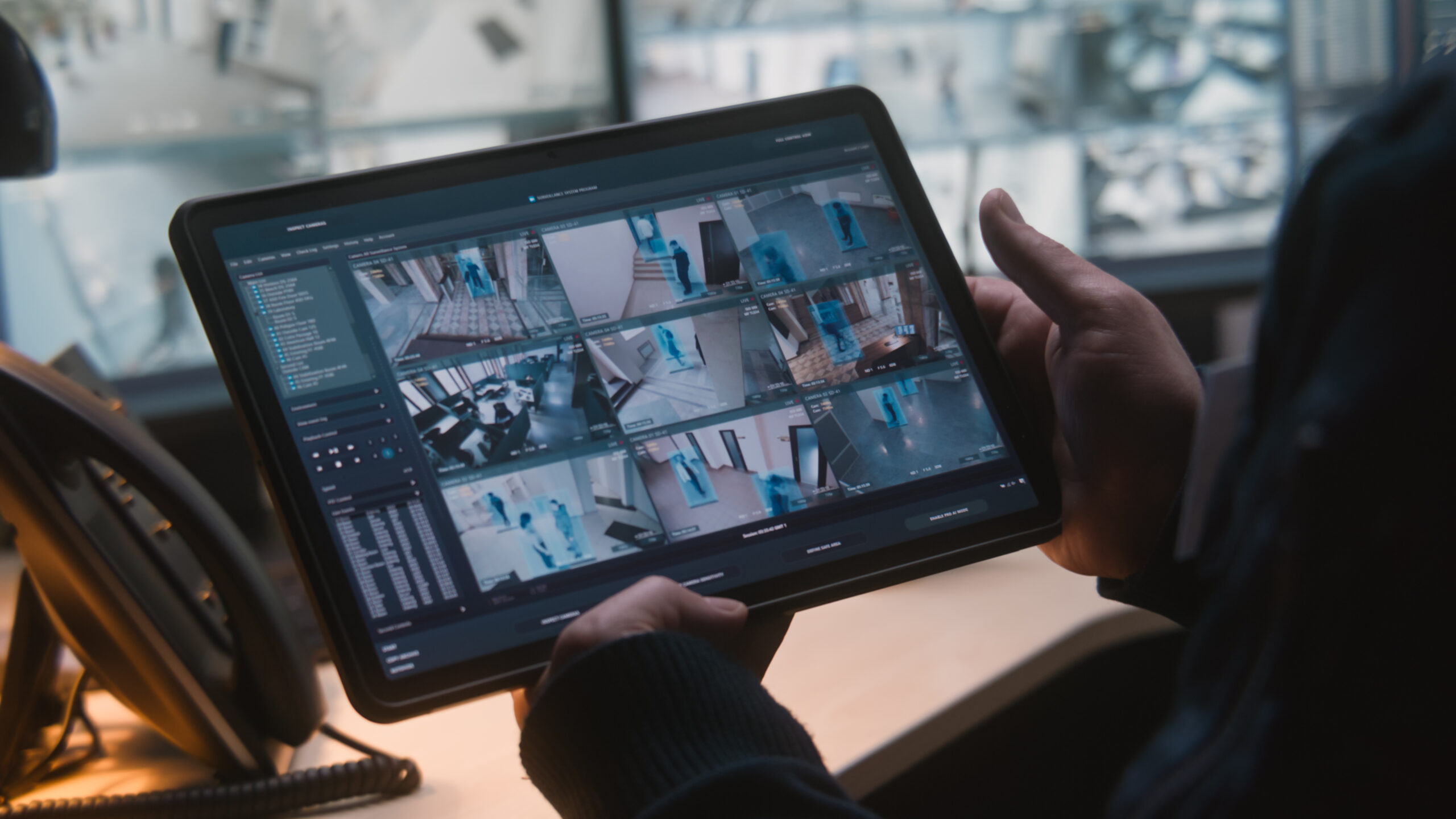Digital tablet with CCTV cameras playback Monitored alarms